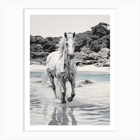A Horse Oil Painting In Hyams Beach, Australia, Portrait 1 Art Print