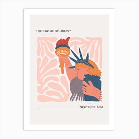 The Statue Of Liberty   New York, Usa, Warm Colours Illustration Travel Poster 2 Art Print