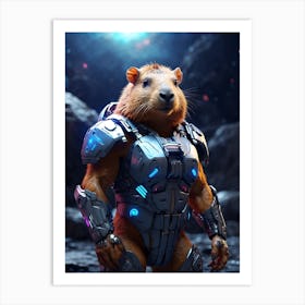 Capybara In Cyborg Body #1 Art Print