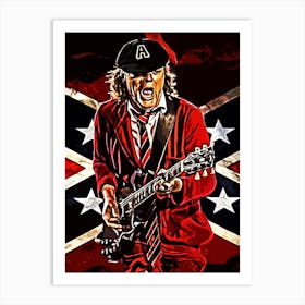 angus young ac dc band music Flag Art Print