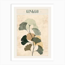 Ginkgo Tree Minimal Japandi Illustration 2 Poster Art Print