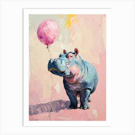 Cute Hippopotamus 2 With Balloon Art Print