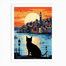 Istanbul, Turkey Skyline With A Cat 1 Art Print
