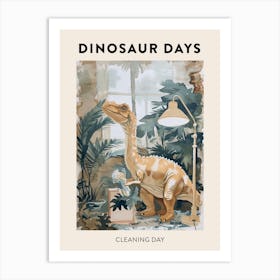 Cleaning Day Dinosaur Poster Art Print