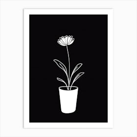 Flower In A Vase Line Art 5 Art Print