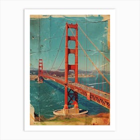 Kitsch Golden Gate Bridge Collage 1 Art Print