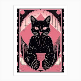 The Temperance Tarot Card, Black Cat In Pink 2 Art Print