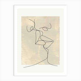 Abstract Kissing Line Art Art Print