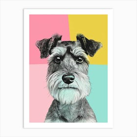 Wire Fox Terrier Dog Pastel Line Watercolour Illustration  2 Art Print