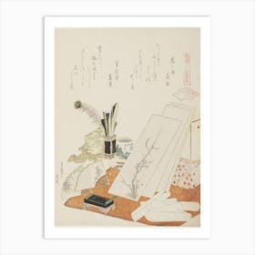 The Studio, Illustration For The White Shell (Shiragai), Katsushika Hokusai Art Print