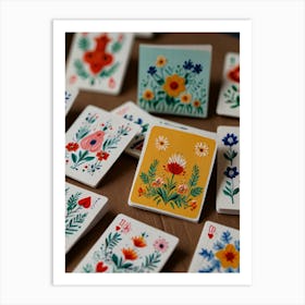 Floral Playing Cards Art Print