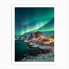 Aurora Borealis Over Fjord Art Print