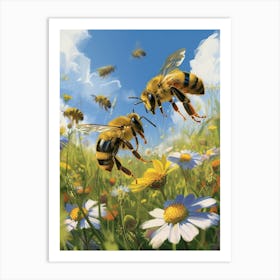 Colletidae Bee Storybook Illustration 17 Art Print