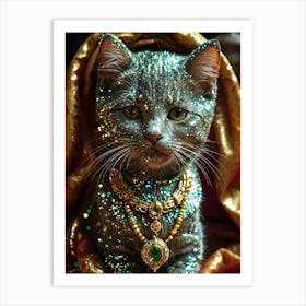 Glitter Cat Art Print