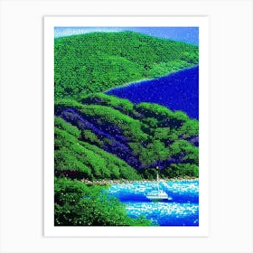 Culebra Island Puerto Rico Pointillism Style Tropical Destination Art Print