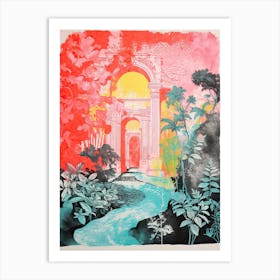 Palace De Queluz Gardens Abstract Riso Style 1 Art Print