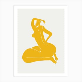 Curvy Nude In Yellow Art Print