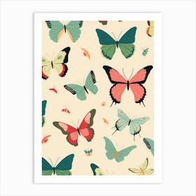 Seamless Pattern With Butterflies Art Print