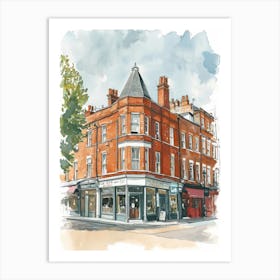 Harrow London Borough   Street Watercolour 1 Art Print