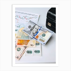 Billfold And Banknote Resting In A Safe Simple Interface Where Strokes Balance An Icon Of A Briefc 2 1 Art Print