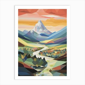 Patagonia, Argentina View   Geometric Vector Illustration 0 Art Print