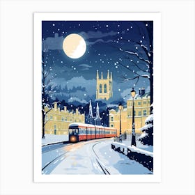 Winter Travel Night Illustration Bath United Kingdom 2 Art Print