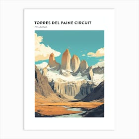 Torres Del Paine Circuit Chile 3 Hiking Trail Landscape Poster Art Print