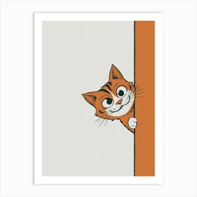 Cat Peeking Out Of The Corner 2 Art Print