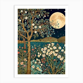 Moonlight In The Garden William Morris Art Print