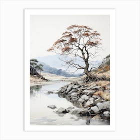 Aso Kuju National Park In Kumamoto, Japanese Brush Painting, Ukiyo E, Minimal 1 Art Print