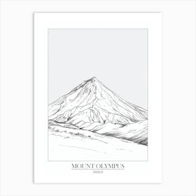 Mount Olympus Greece Line Drawing 1 Poster Art Print