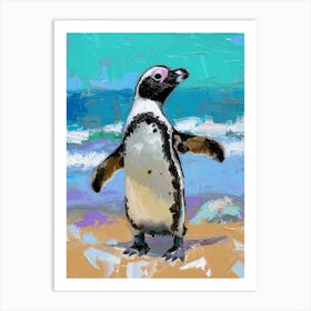 African Penguin Laurie Island Oil Painting 3 Art Print