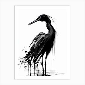 Black Heron Impressionistic 2 Art Print