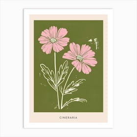 Pink & Green Cineraria 2 Flower Poster Art Print