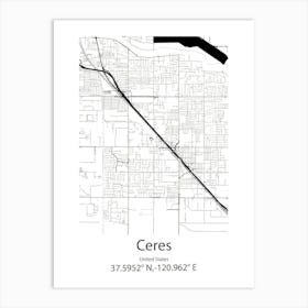 Ceres,United States Minimalist Map Art Print