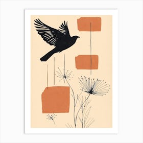 Minimal Black Dove Art Print