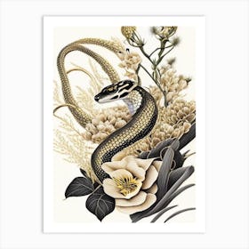 Eastern Diamondback Rattlesnake Gold And Black Art Print