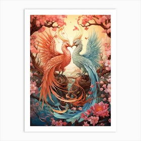 Dragon And Phoenix Illustration 9 Art Print