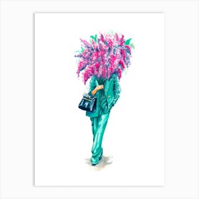 Emerald Suit and Lilac in Love  Art Print