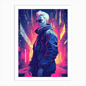 Cyberpunk neon art Art Print