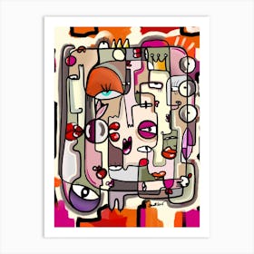 Colorful Abstract Faces Art Print