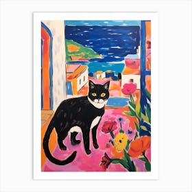 Painting Of A Cat In Ibiza Spain 3 Art Print