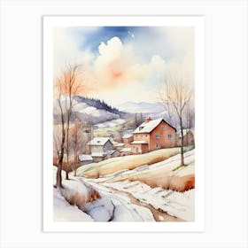 Watercolor Winter Landscape 4 Art Print