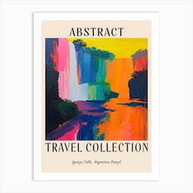 Abstract Travel Collection Poster Iguazu Falls Argentina Brazil 3 Art Print