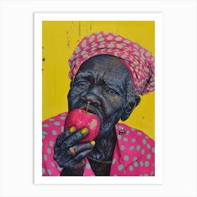 African Woman Eating Apple Art Print