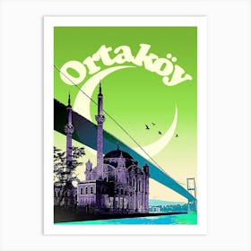 Ortakoy, Turkey, Vintage Travel Poster Art Print