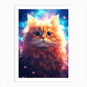 Cat With Starry Sky Art Print