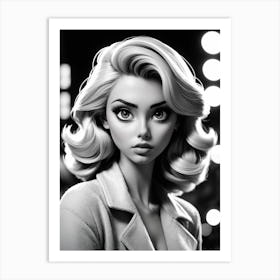 Black And White Portrait Of A Woman 1 Art Print