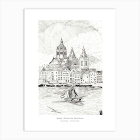 Saint Nicolas Basillica Amsterdam Netherlands Pen Ink Illustration Art Print
