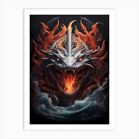 Leviathan Breathing Flames Art Print